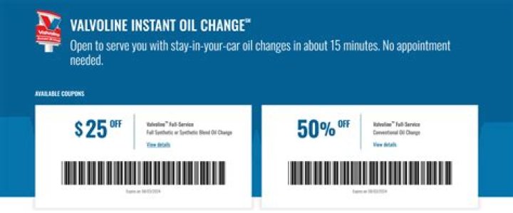 Valvoline Oil Change Deals: Save with Coupons & Promos!